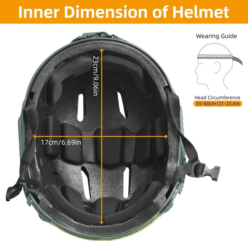 BOYOU Airsoft Helmet, PJ Type Tactical Paintball Fast Military Helmet with Front NVG Mount and Side Rail Breathable Vent Holes for Cosplay Outdoor Activities - Image 3
